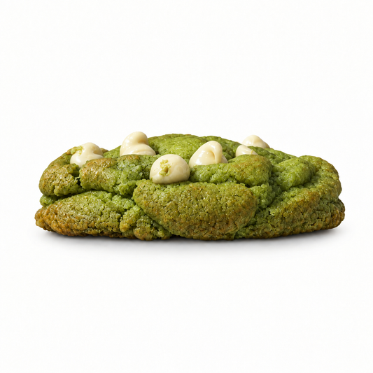 Matcha cookie with vibrant green on white