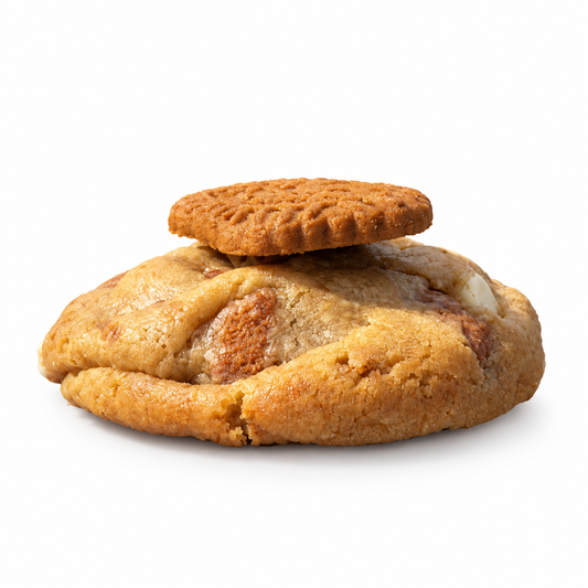 Pretzel cookie side view on white
